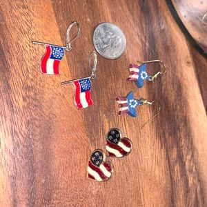 Perfect for July 4th! 3 pair of Patriotic earrings. Great used condition
